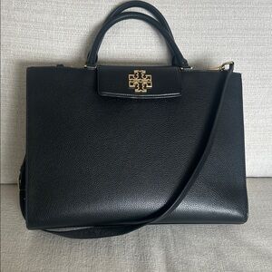 Tory Burch Black Satchel with Gold Accents